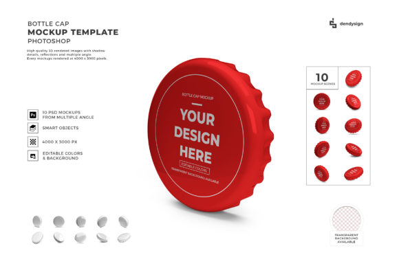 Bottle Cap 3D Mockup Template Bundle for Realistic Design
