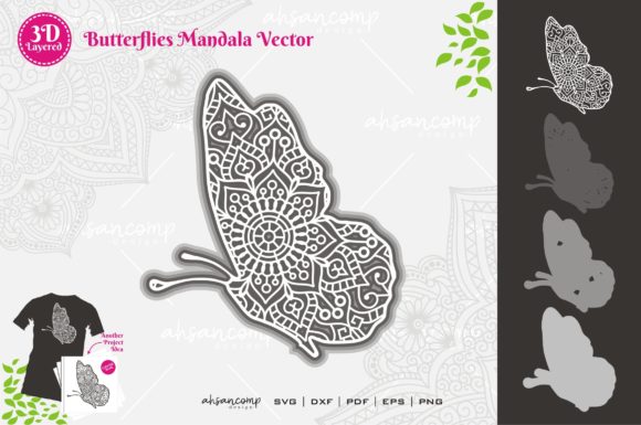 Butterflies 1 Mandala SVG 3D Layered