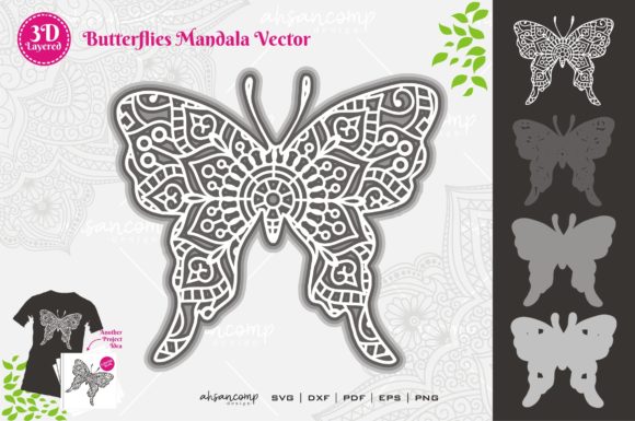 Butterflies 8 Mandala SVG 3D Layered: Elevating Digital Craftsmanship and Design Flexibility