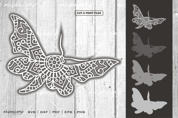 Butterflies Mandala SVG 3D Layered 3
