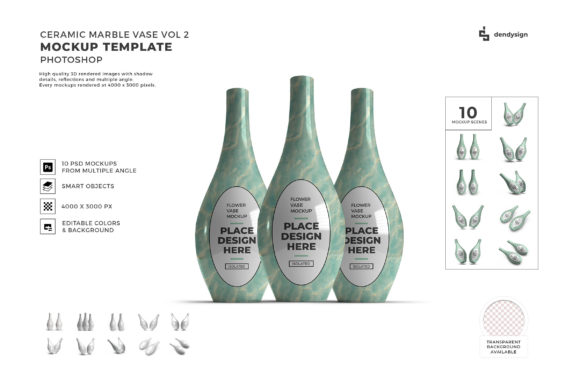 Ceramic Vase 3D Mockup Template Bundle 2