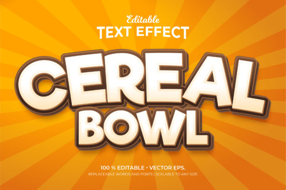 Cereal Bowl 3D Text Effects: Editable Vector Template