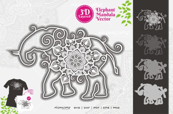 Elephant Mandala Vector SVG 3D Layered 6