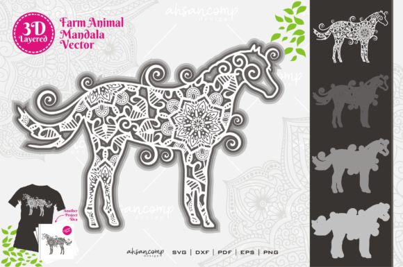 Farm Animal Mandala SVG 3D Layered 3