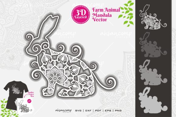 Farm Animal Mandala SVG 3D Layered 7