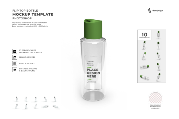 Flip Top Bottle 3D Mockup Bundle