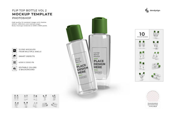 Flip Top Bottle 3D Mockup Bundle Vol 2