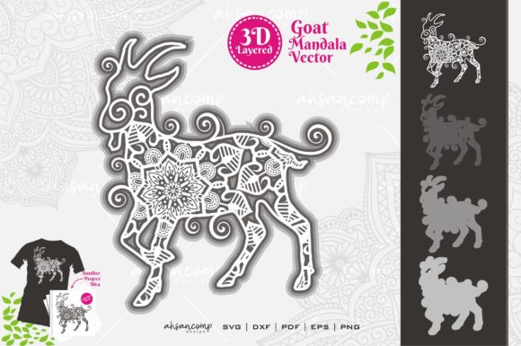 Goat Mandala Vector SVG 3D Layered 5