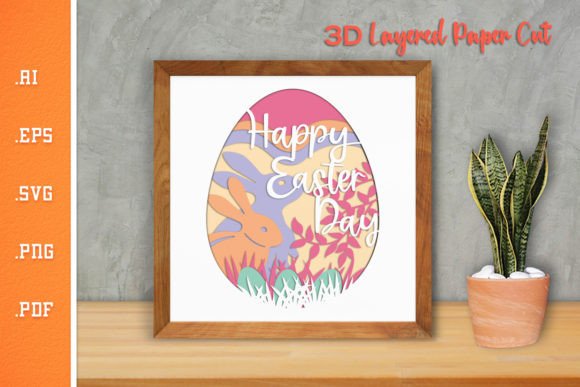 Happy Easter 3D Layered Paper Cut - SVG