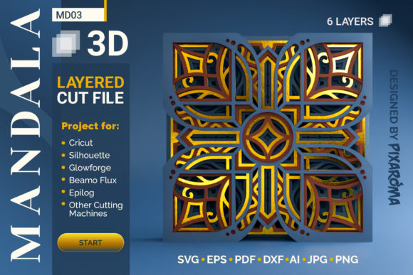 Mandala MD03 3D Layered SVG Cut File