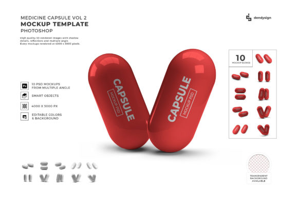 Medicine Capsule Pill 3D Mockup Bundle 2
