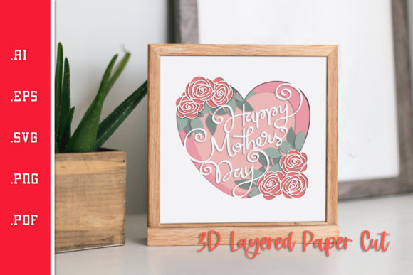 Mothers Day Roses 3D Layered Paper Cut