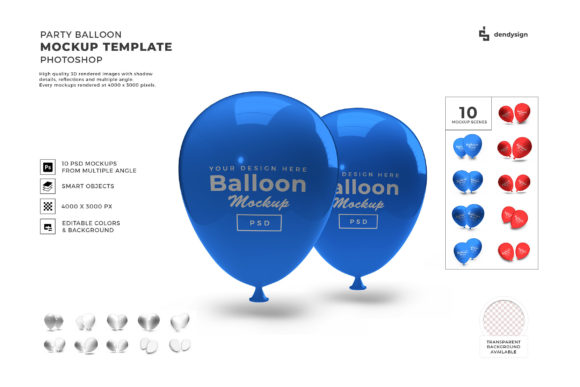 Party Balloon 3D Mockup Bundle Vol 2