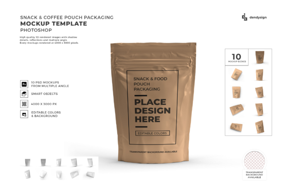 Snack Pouch Packaging 3D Mockup Bundle
