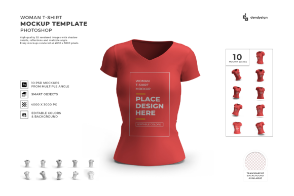 Woman Tshirt 3D Mockup Template Bundle